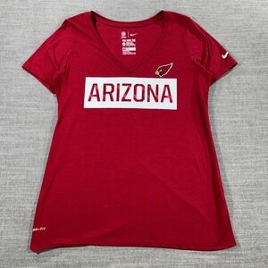 Nike Arizona Cardinals T-Shirt Women Large Red Good Dri-FIT V-Neck NFL Athletic